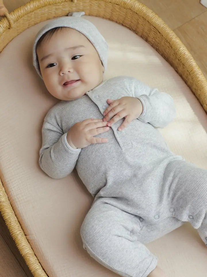 Quincy Mae - Ribbed Baby Jumpsuit in Dusty Blue