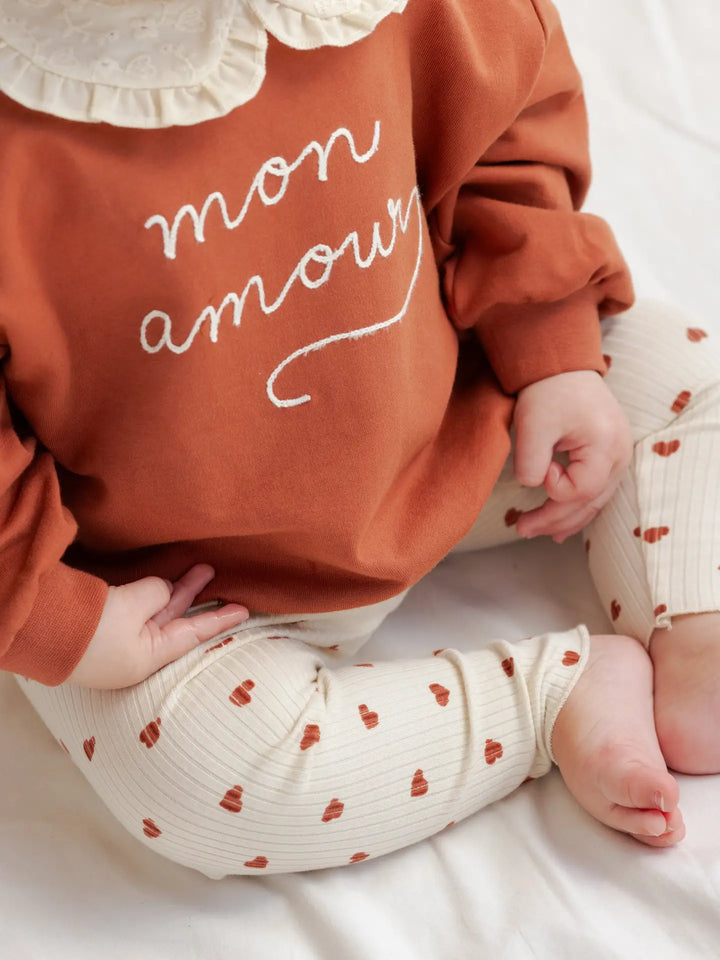 Quincy Mae – Collared Sweatshirt in Mon Amour