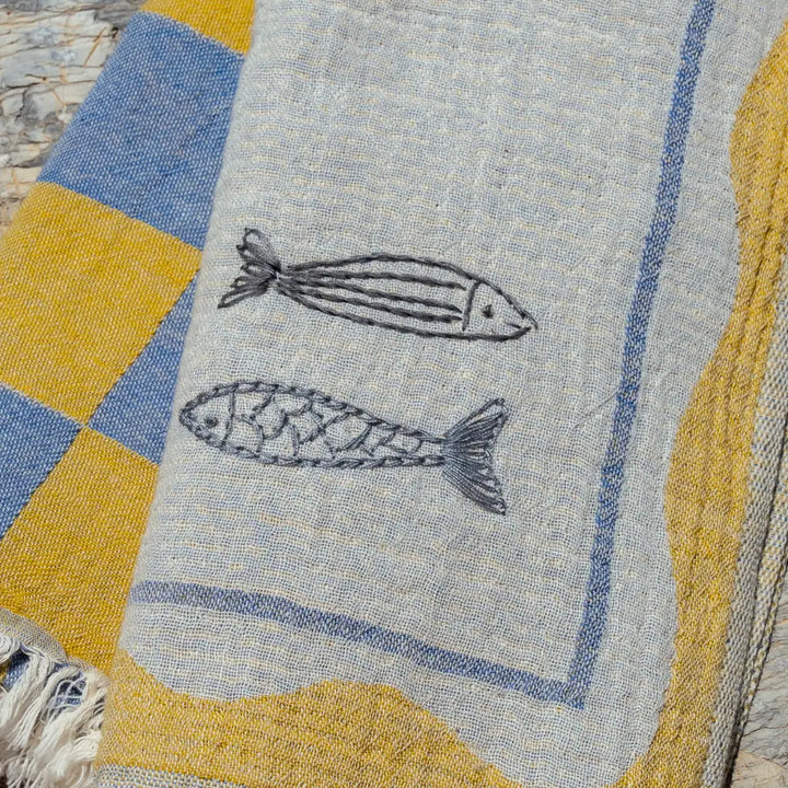 Olive & Loom –– Sardine Hand Stitched Kitchen Towel Set
