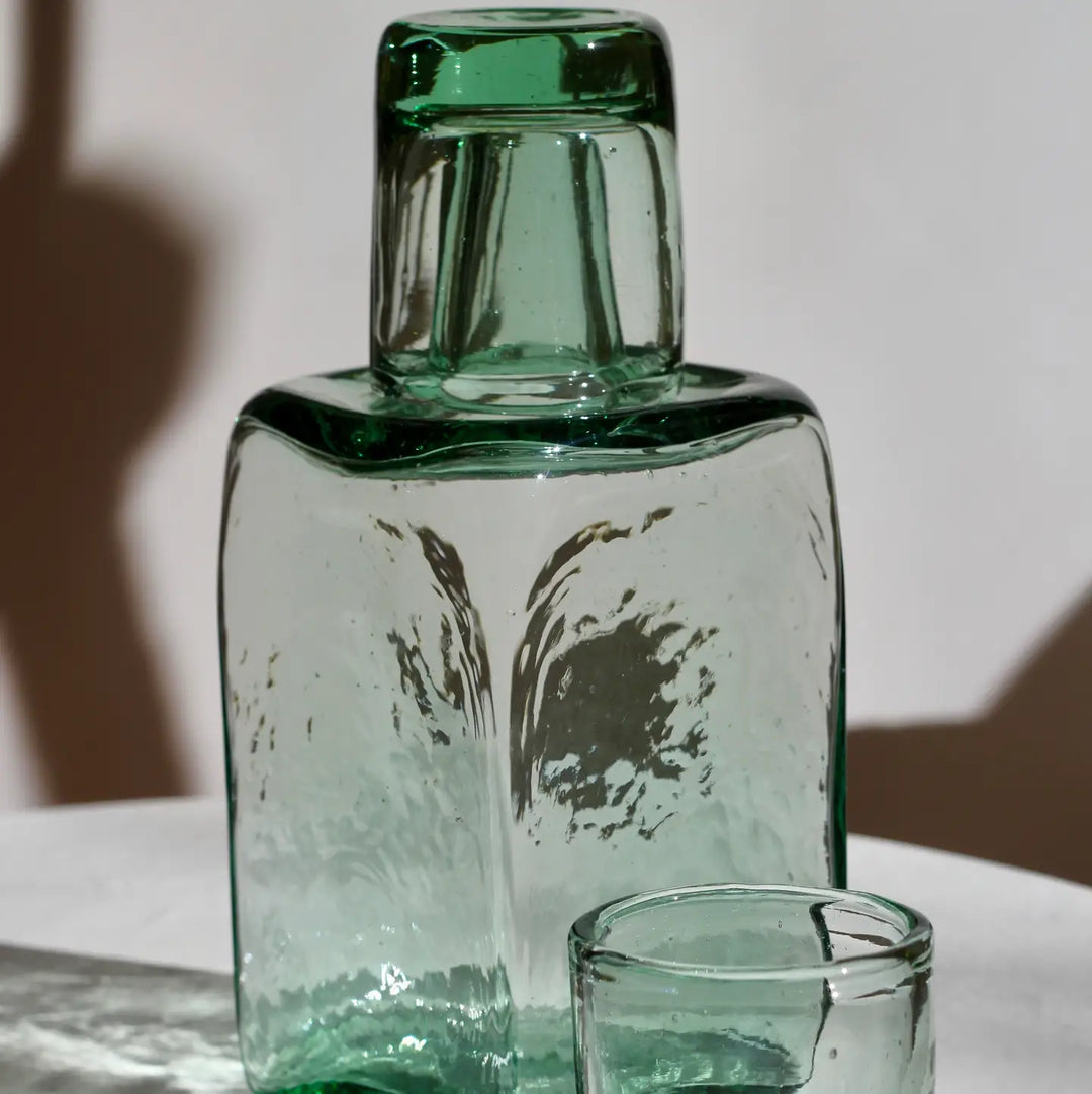 Magda Made - Bedside Recycled Glass Carafe and Glass Set