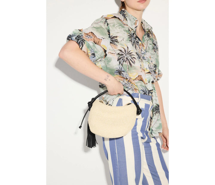 Freda Salvador - Elis Mini Crescent Bag in Natural Raffia