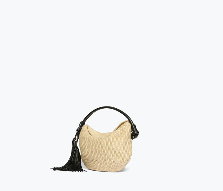 Freda Salvador - Elis Mini Crescent Bag in Natural Raffia