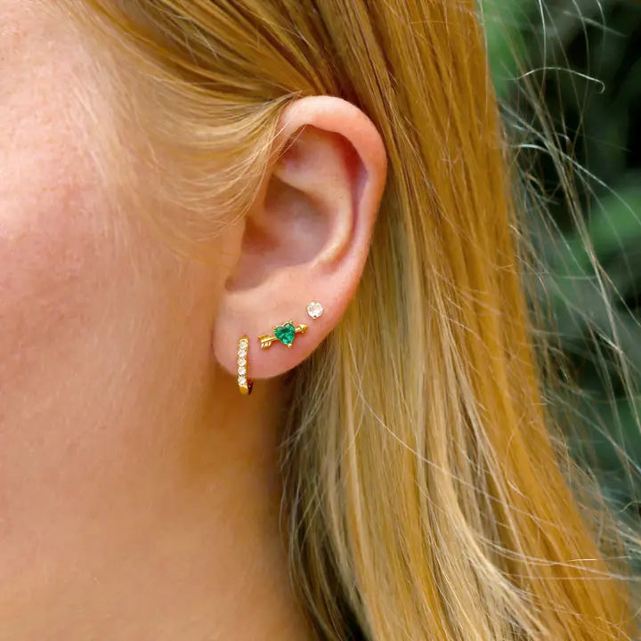 Kris Nations – Crystal Huggie Hoop Earring in 18k Gold Vermeil