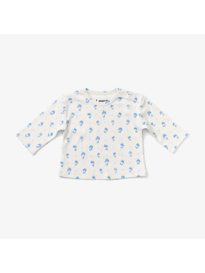 Lewis – Baby Long Sleeve Tee in Flower Polka Dot Sky