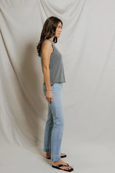 Perfect White Tee - Faye Crispy Cotton Crewneck Tank in Heather Grey