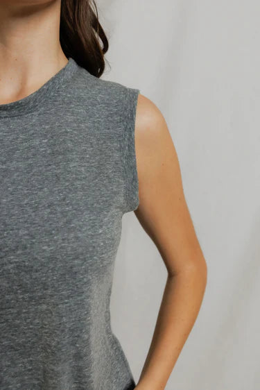 Perfect White Tee - Faye Crispy Cotton Crewneck Tank in Heather Grey