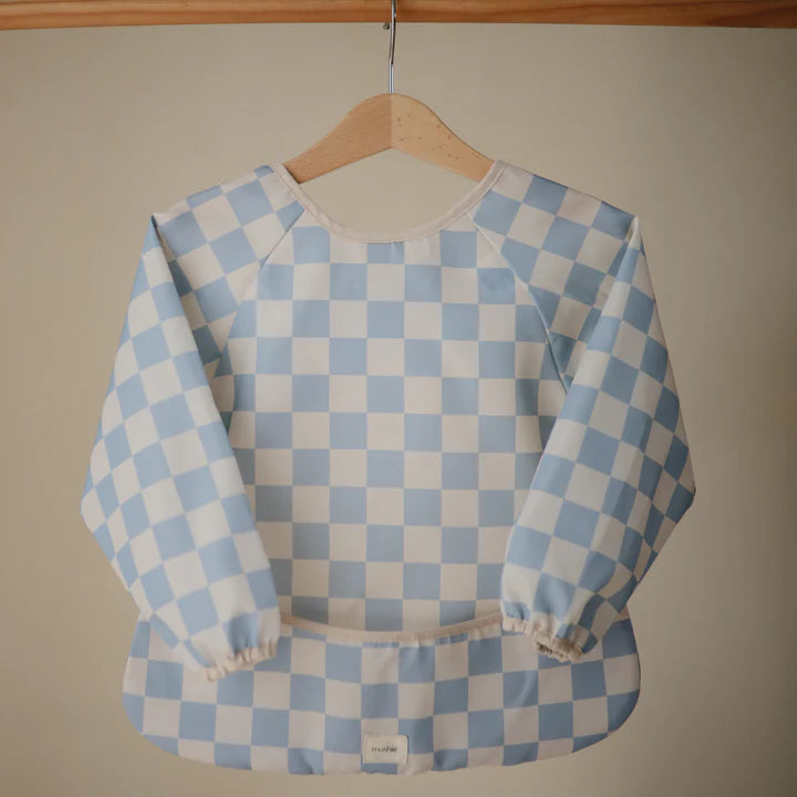 Mushie - Long Sleeve Bib in Blue Check