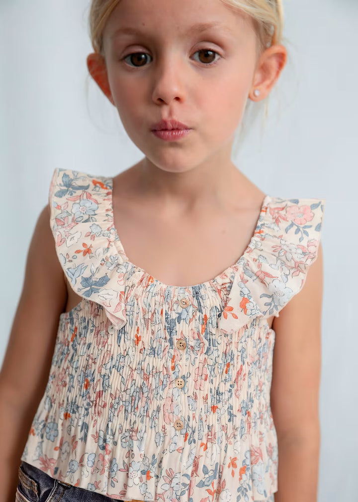 Mayoral – Printed Bambula Top in Salmon
