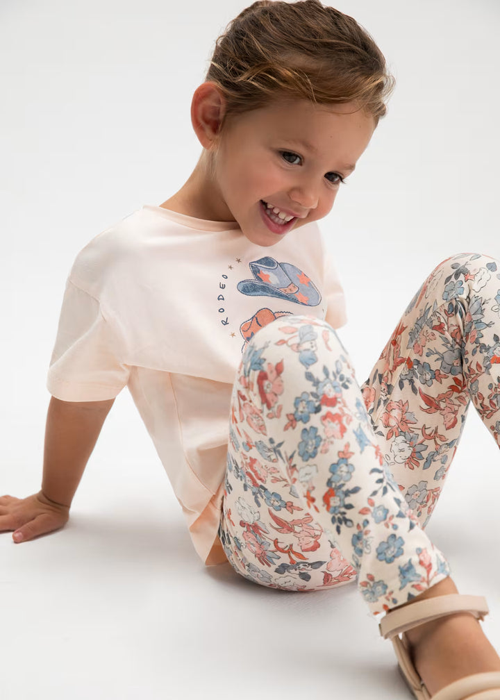 Mayoral – Printed Legging & Tee Set in Salmon Flowers