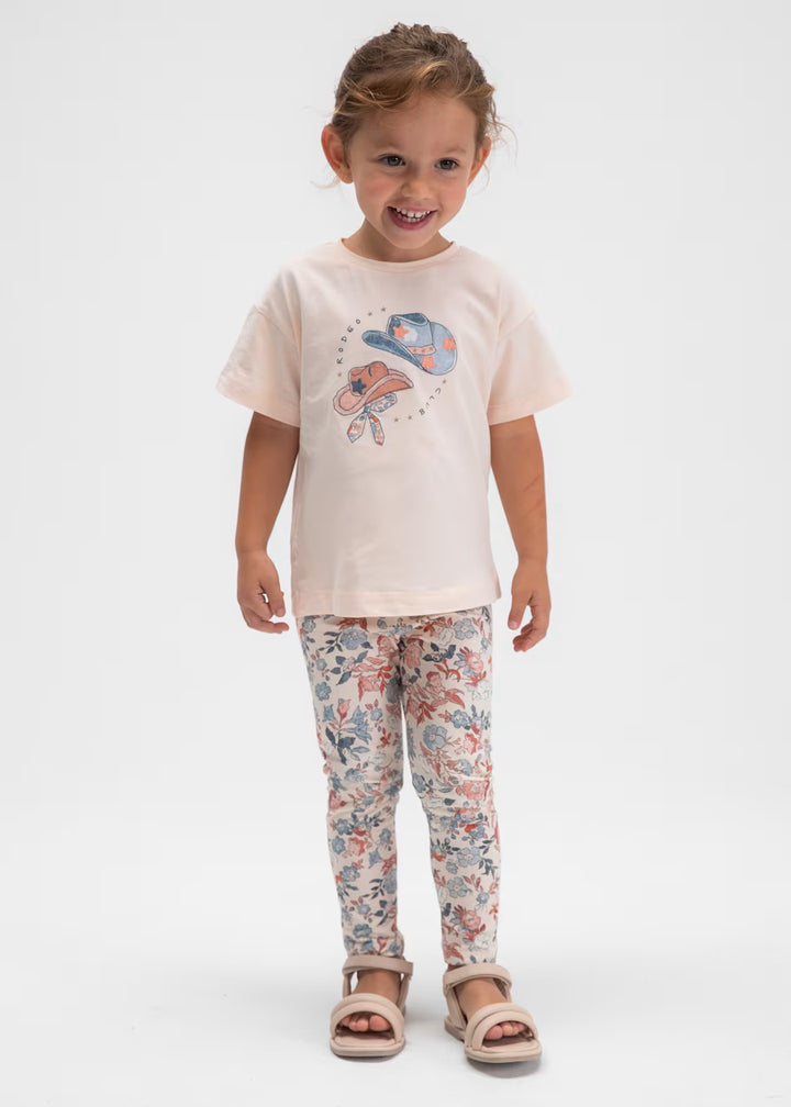 Mayoral – Printed Legging & Tee Set in Salmon Flowers