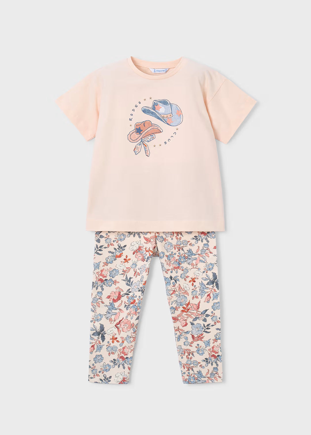 Mayoral – Printed Legging & Tee Set in Salmon Flowers