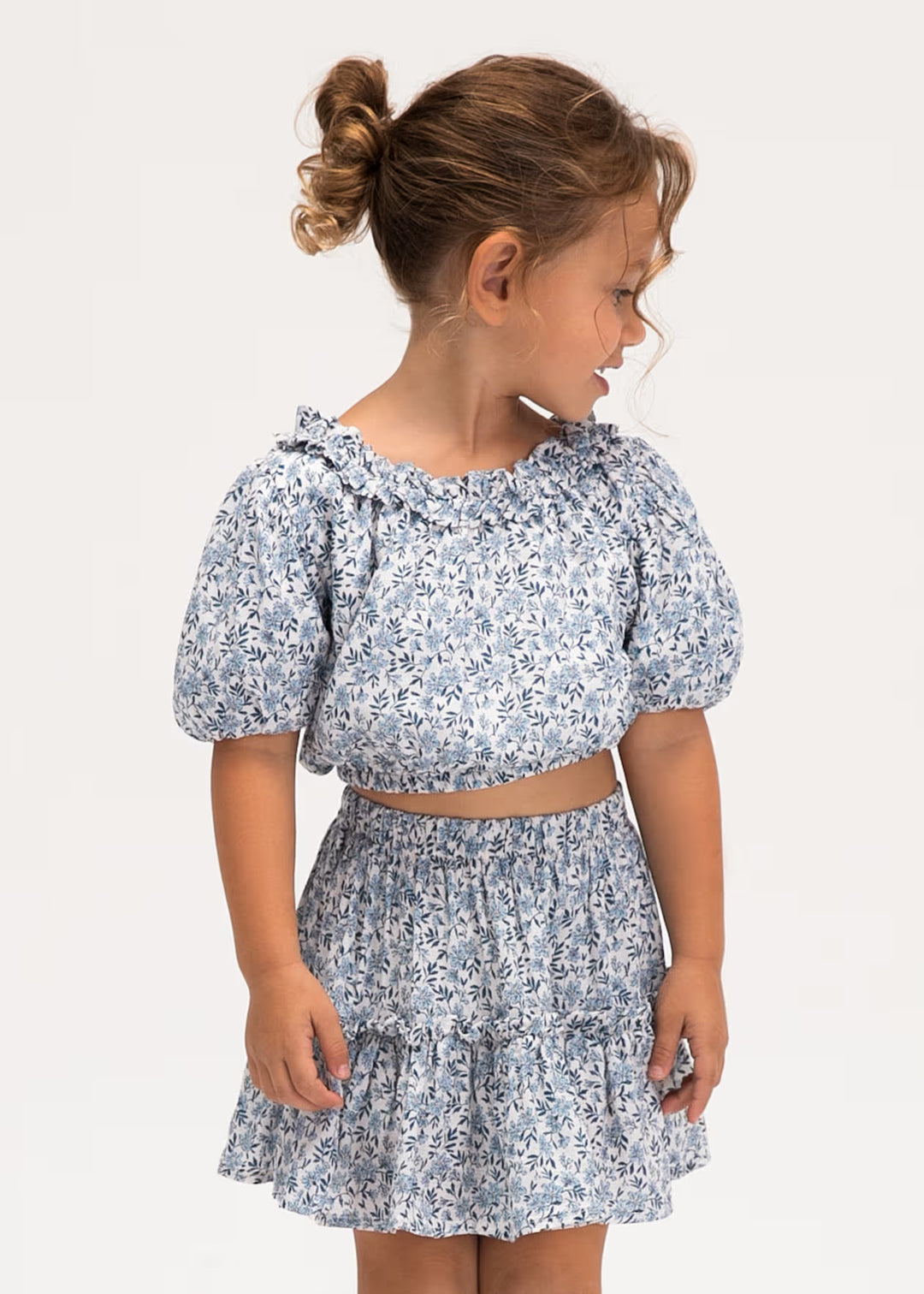 Mayoral – Printed Tiered Skirt in Sky Blue