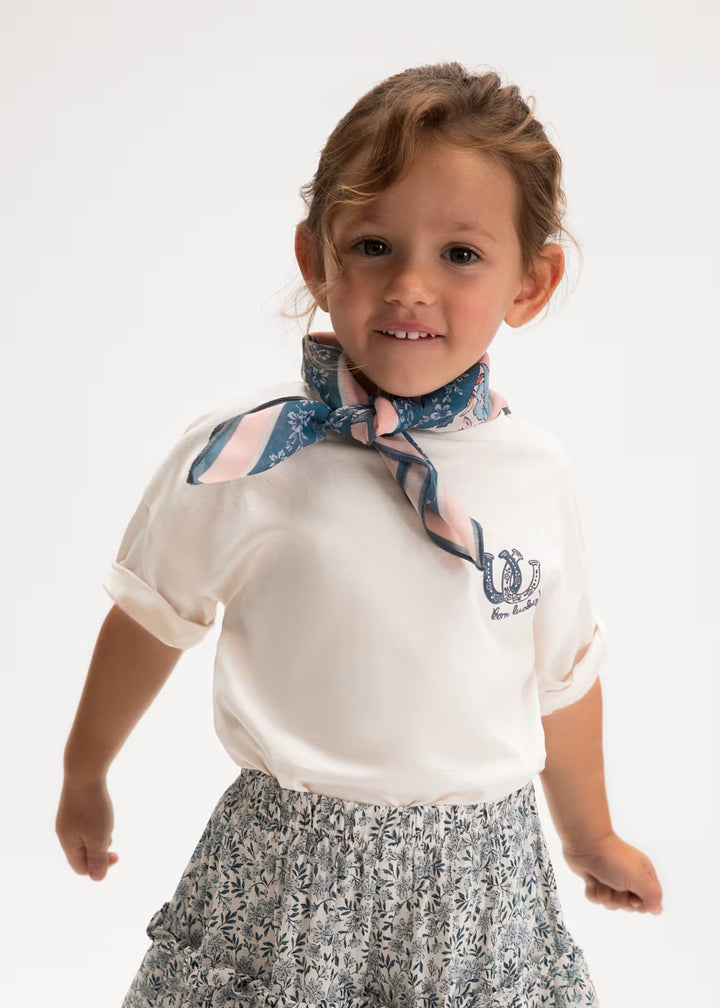 Mayoral – Short Sleeve Tee with Bandana in Bone / Sky Blue