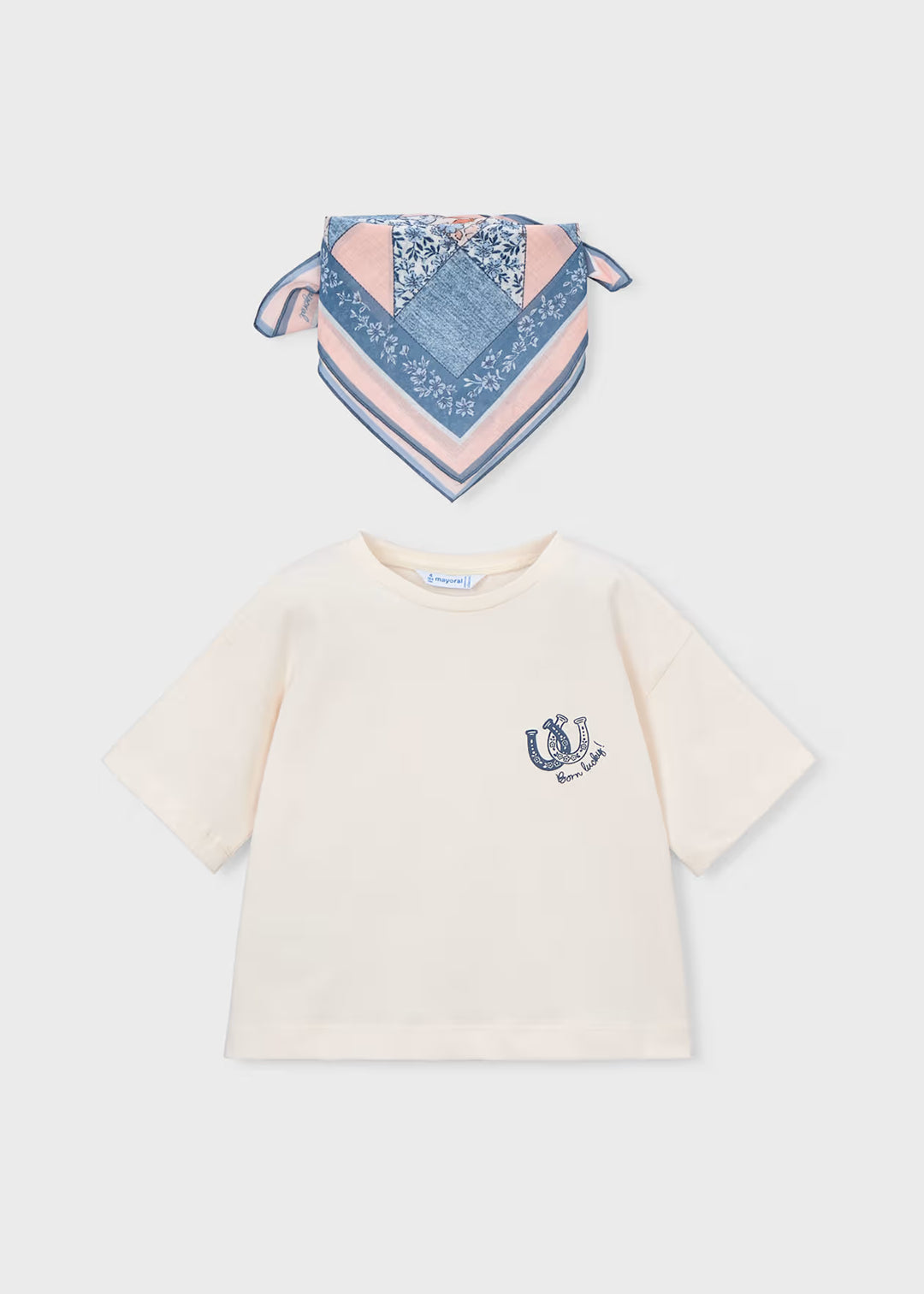 Mayoral – Short Sleeve Tee with Bandana in Bone / Sky Blue
