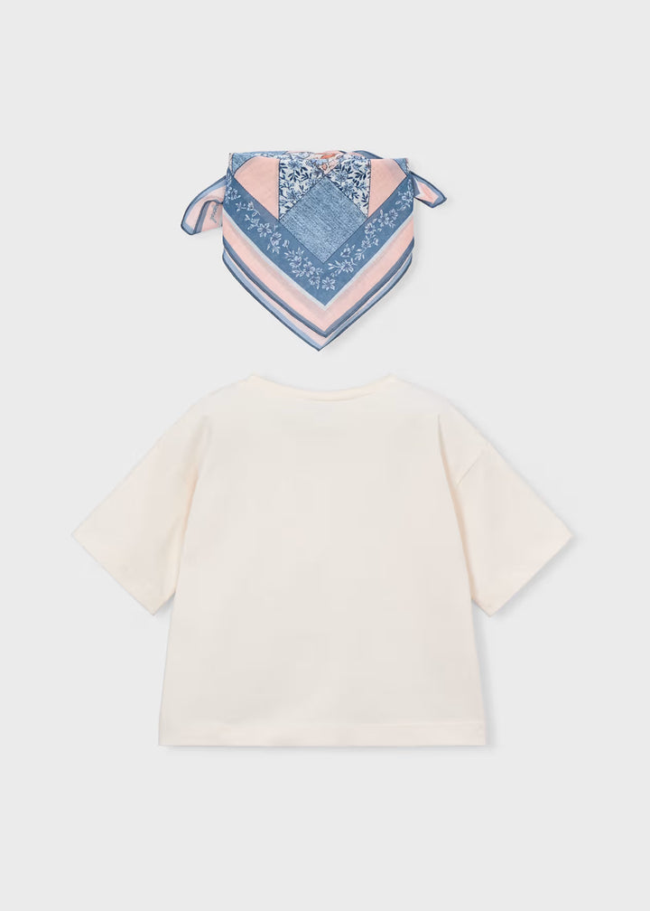Mayoral – Short Sleeve Tee with Bandana in Bone / Sky Blue