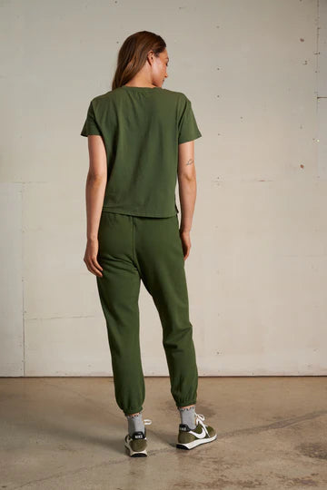 Perfect White Tee - Harley Boxy Crew in Fern Green
