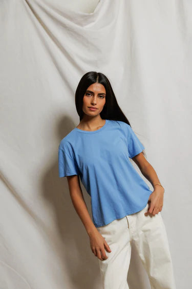 Perfect White Tee - Harley Boxy Crew in Pacific Blue