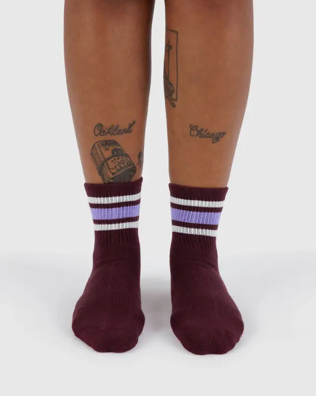 BAGGU - Ribbed Sock in Mahogany Stripe