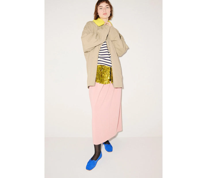 Freda Salvador – Jada Square-Toe Woven Flat in Cobalt Suede