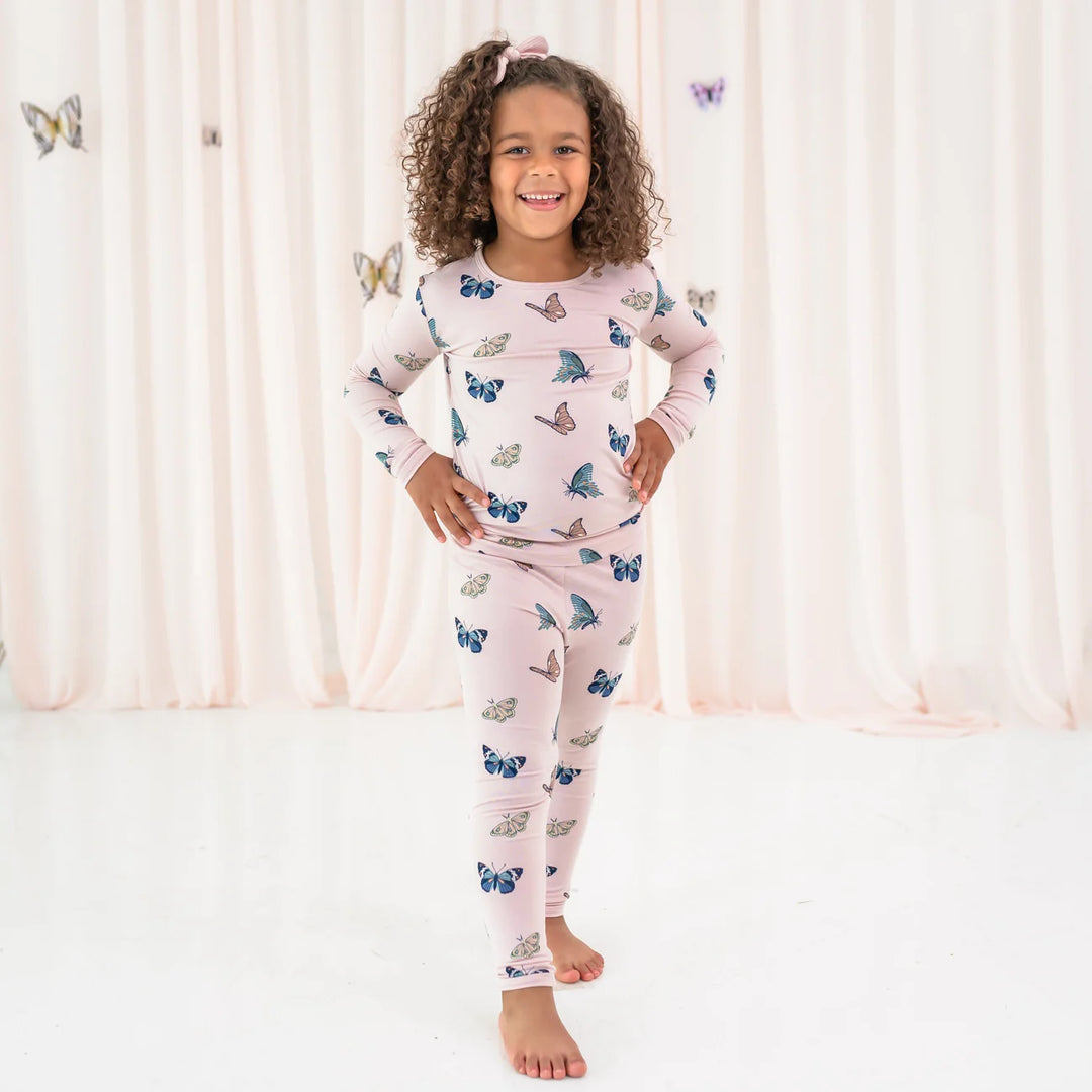 Kyte Baby - Long Sleeve Toddler Pajama Set in Blush Butterfly