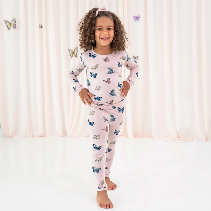 Kyte Baby - Long Sleeve Toddler Pajama Set in Blush Butterfly