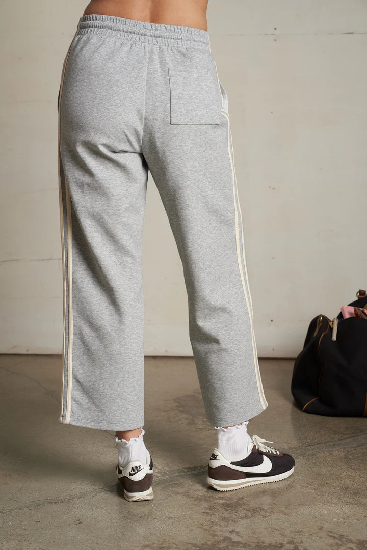 Perfect White Tee - Claud Cropped Travel Track Pant in Heather Grey