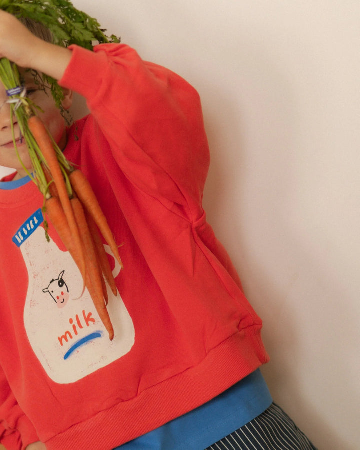 Pigeon Said Please – Milk Jug Sweatshirt in Magazine Stand Red