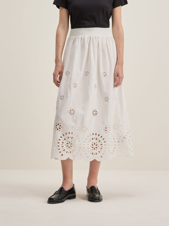Bellerose – Dorine Midi Skirt in White Eyelet