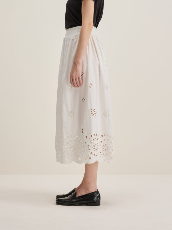 Bellerose – Dorine Midi Skirt in White Eyelet