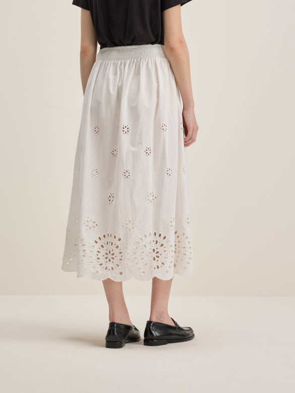 Bellerose – Dorine Midi Skirt in White Eyelet
