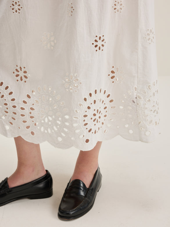 Bellerose – Dorine Midi Skirt in White Eyelet
