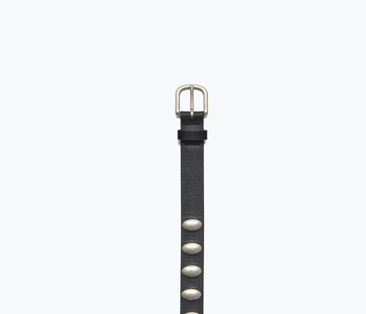 Freda Salvador – Rebecca Belt in Black Calf with Oval Studs
