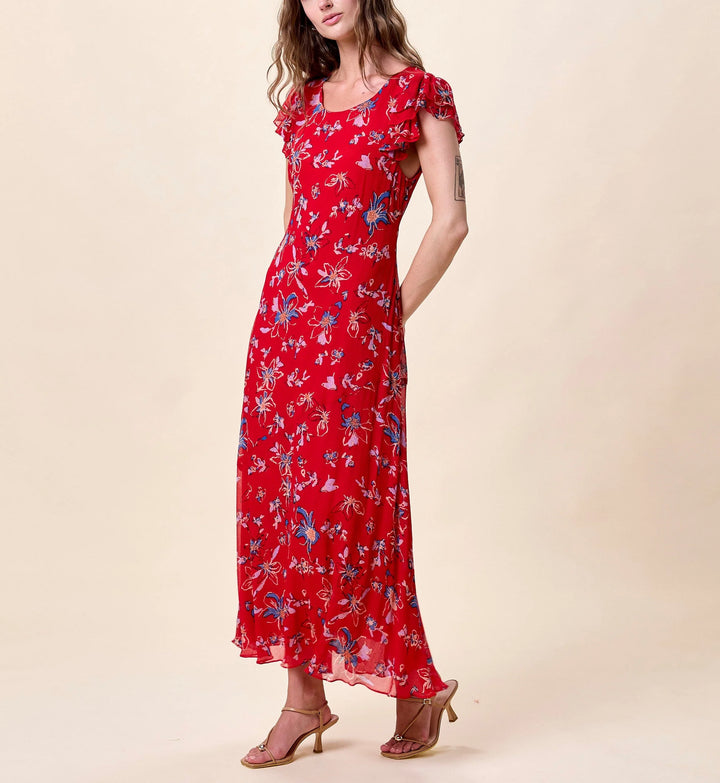 Cleobella – Roxanne Ankle Dress in Fiore Rosso