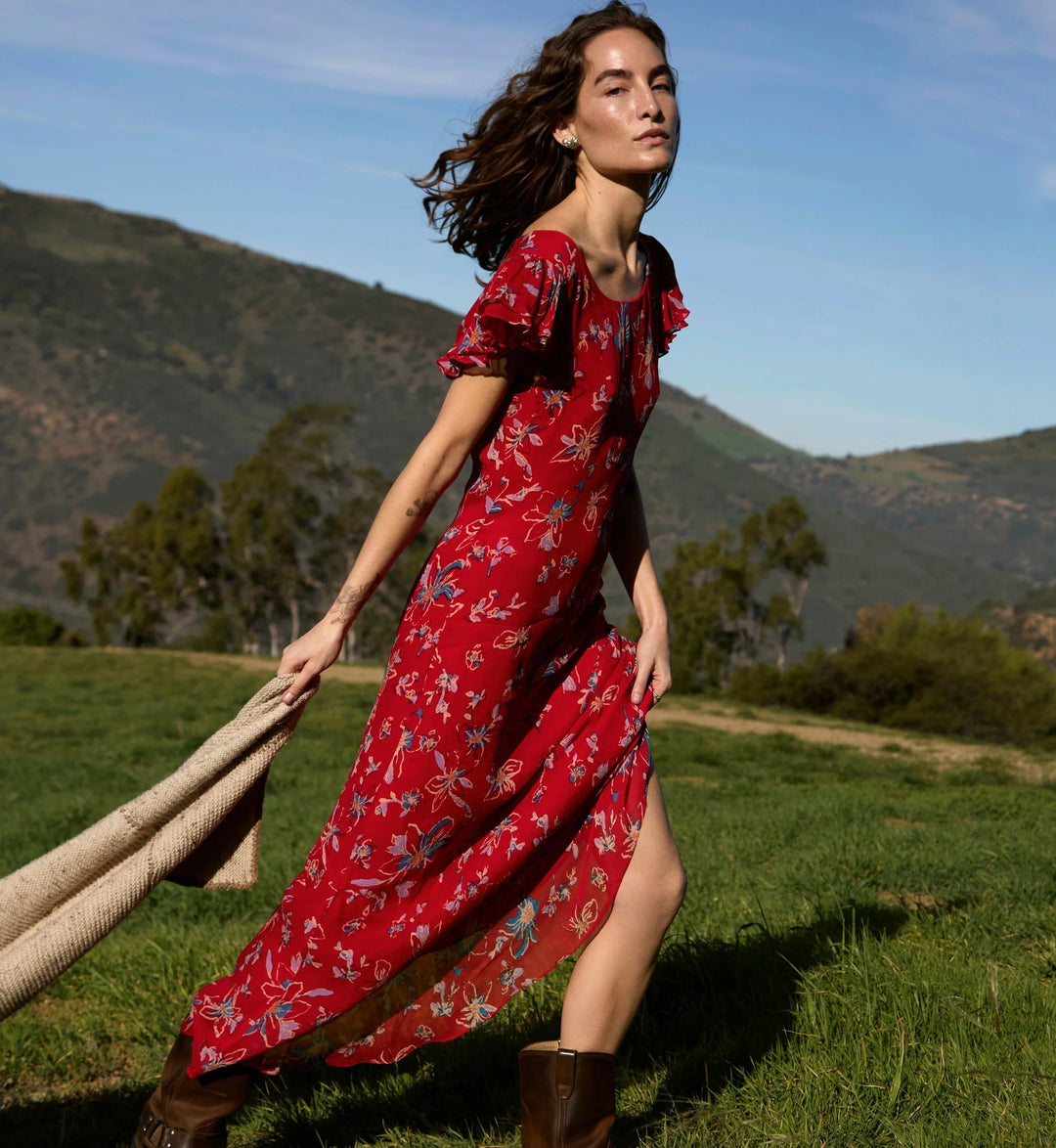 Cleobella – Roxanne Ankle Dress in Fiore Rosso