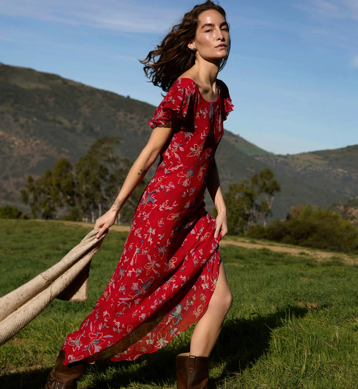 Cleobella – Roxanne Ankle Dress in Fiore Rosso