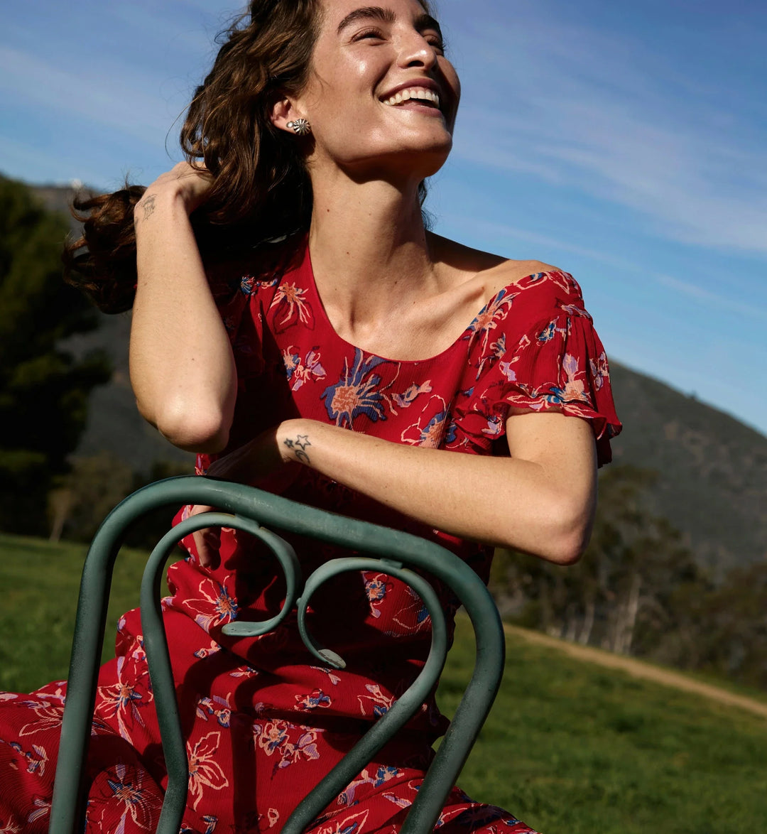 Cleobella – Roxanne Ankle Dress in Fiore Rosso