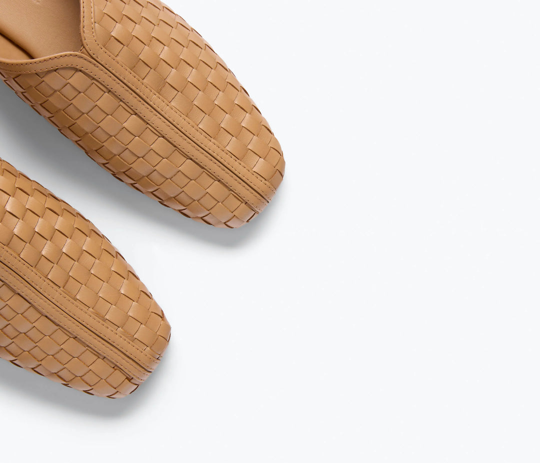 Freda Salvador – Saanvi Woven Leather Slide in Cognac