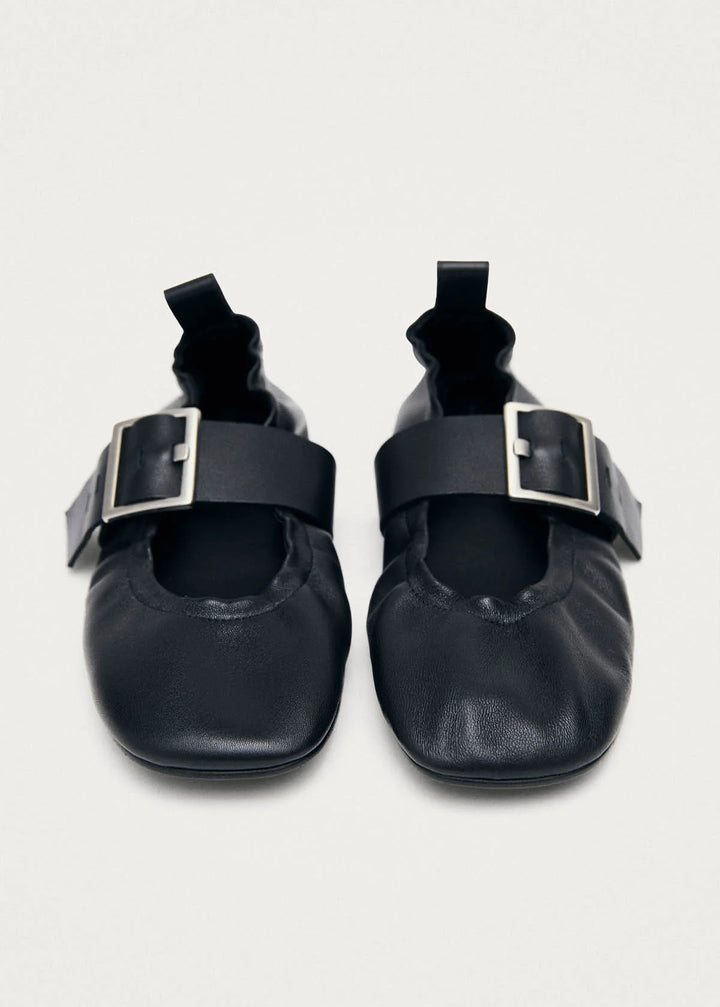 ALOHAS - Sarea Black Leather Ballet Flats