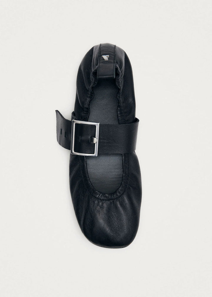 ALOHAS - Sarea Black Leather Ballet Flats