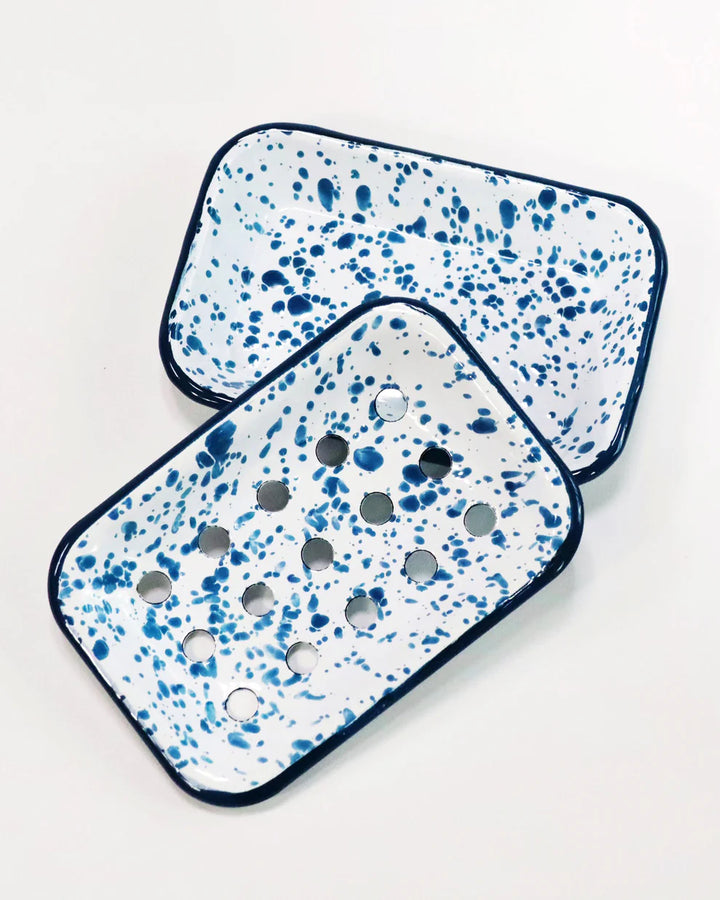 Enamel Soap Dish in Blue Marble