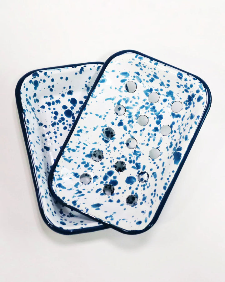 Enamel Soap Dish in Blue Marble