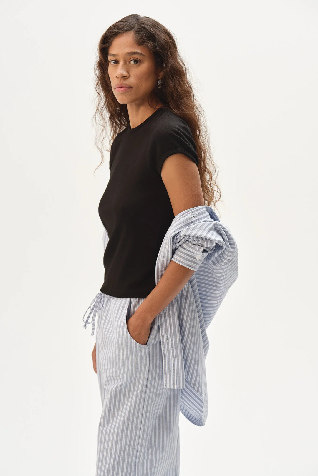 Donni – Baby Rib Tee in Black