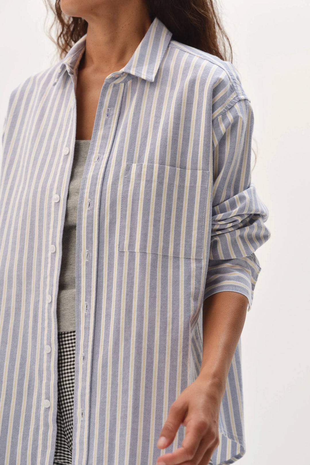 Donni – Donni Oxford Stripe Shirt in Butter