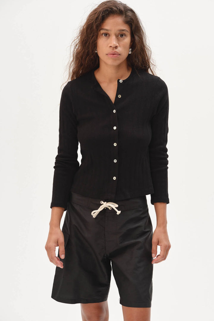 DONNI – Varied Rib Cardigan in Jet