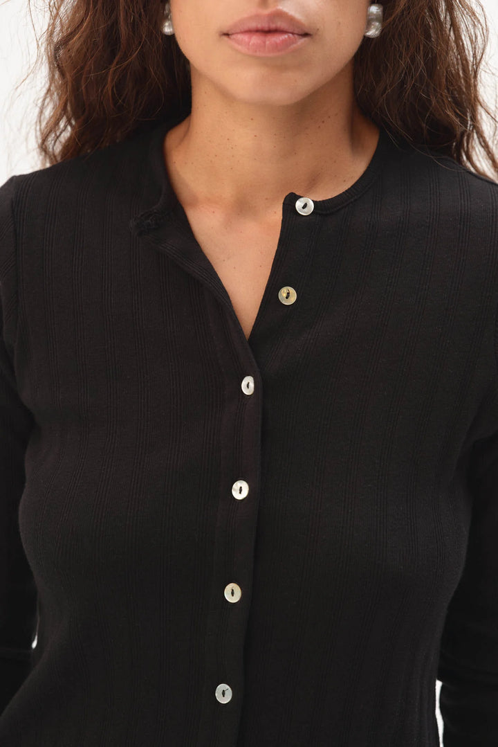 DONNI – Varied Rib Cardigan in Jet