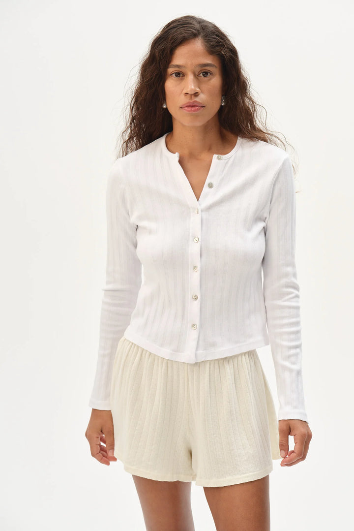 DONNI – Varied Rib Cardigan in Powder