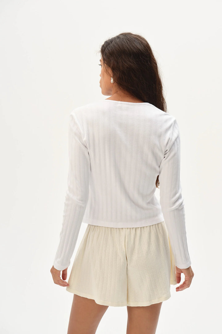 DONNI – Varied Rib Cardigan in Powder