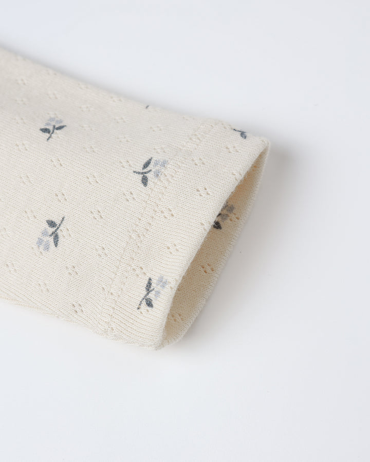 Quincy Mae – Ruffle Jumpsuit in Blue Ditsy