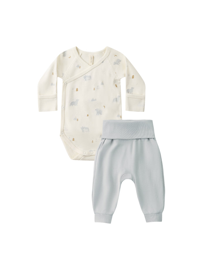 Quincy Mae - Side Snap Bodysuit + Pants Set in Polar Bears