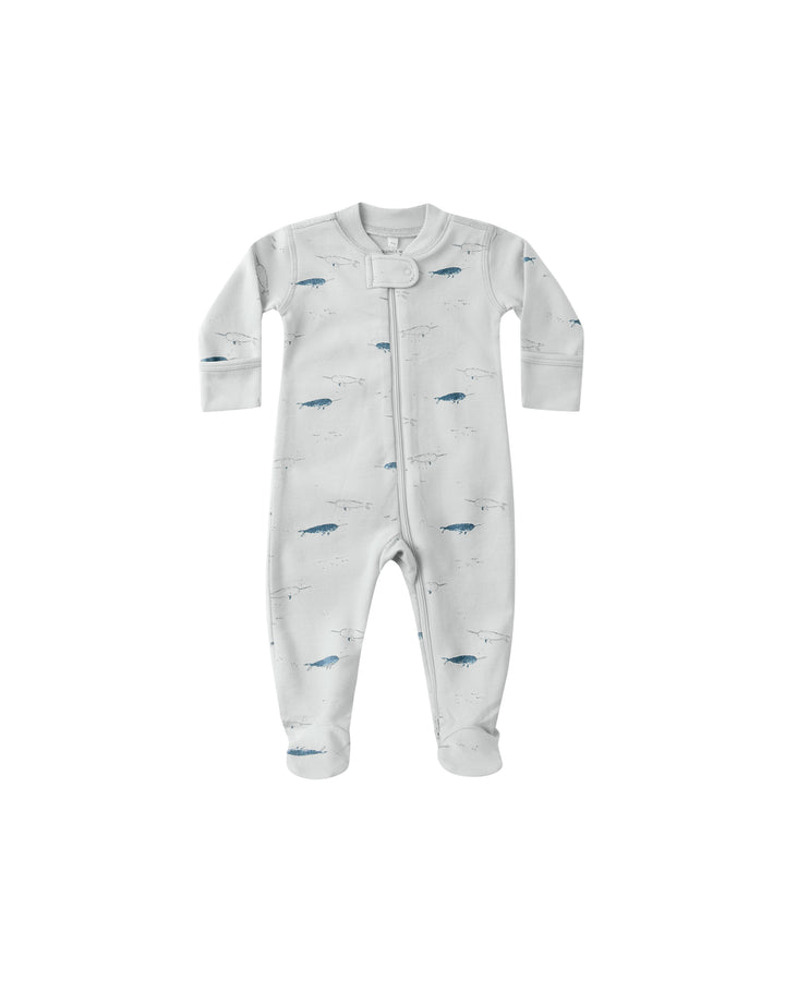 Quincy Mae – Zip Long Sleeve Sleeper Footie in Narwhals